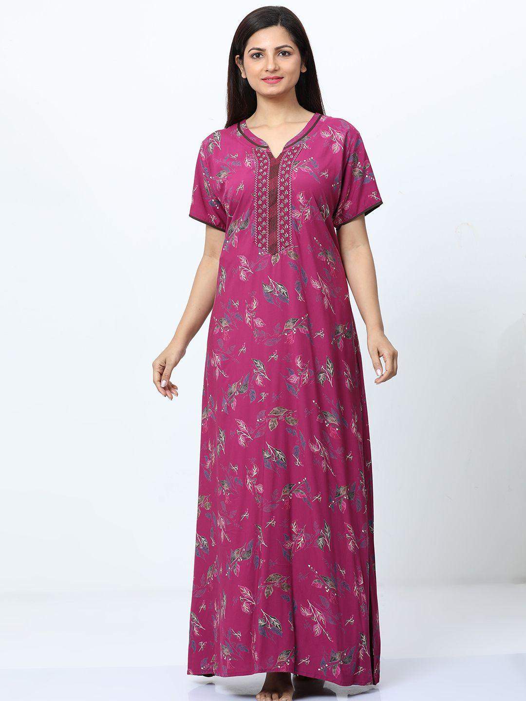 9shines label floral printed maxi nightdress