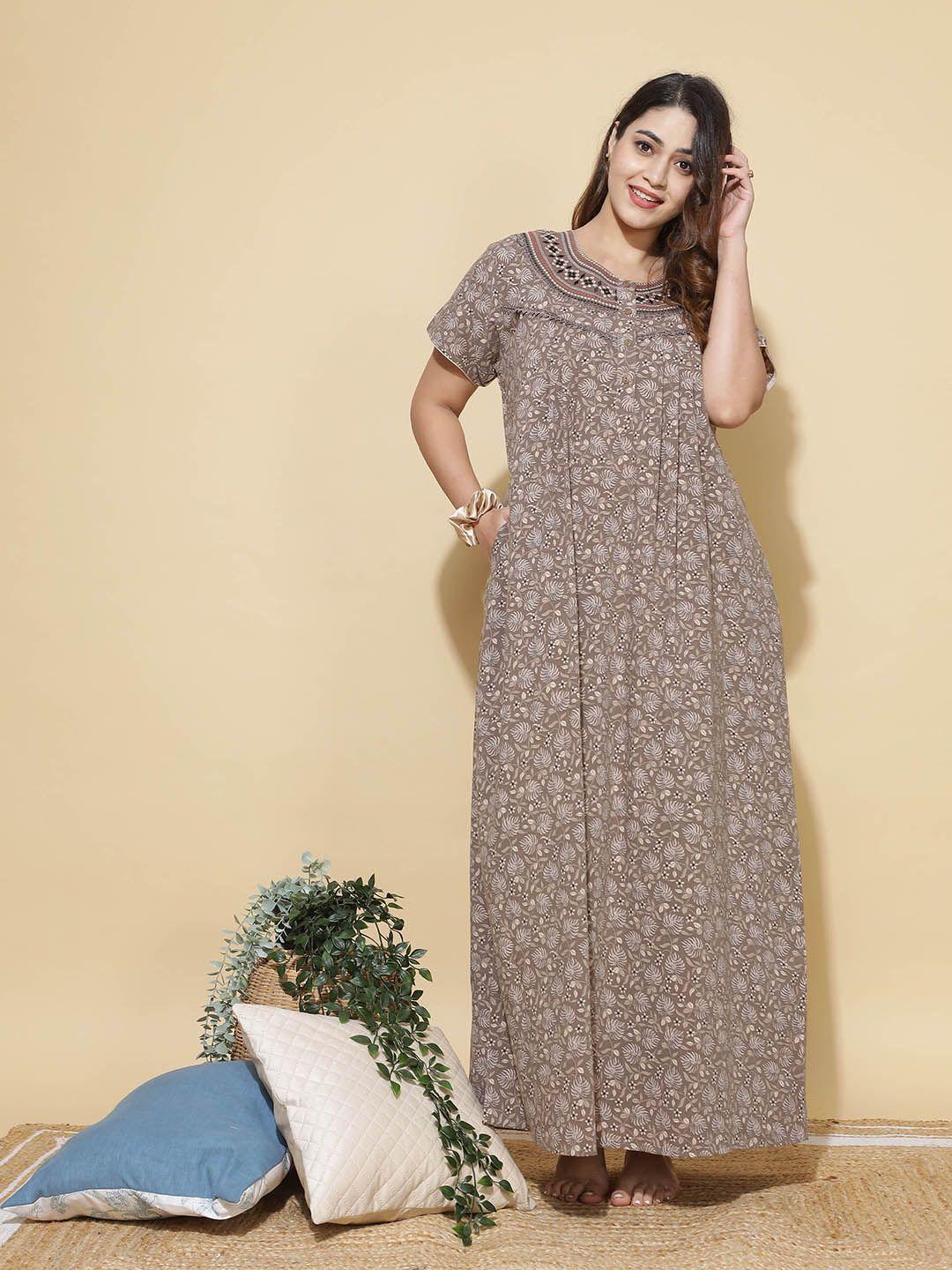 9shines label floral printed maxi nightdress
