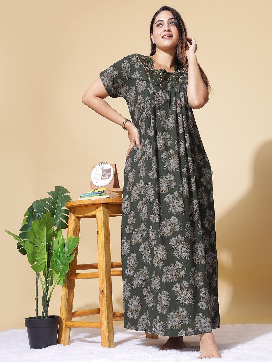 9shines label floral printed maxi nightdress