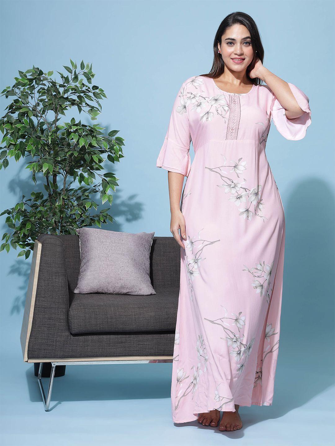 9shines label floral printed maxi nightdress