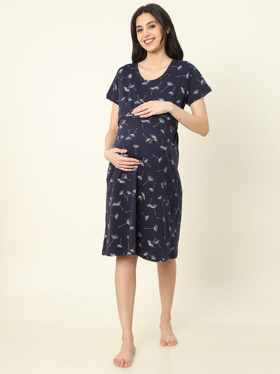9shines label floral printed pure cotton maternity nightdress