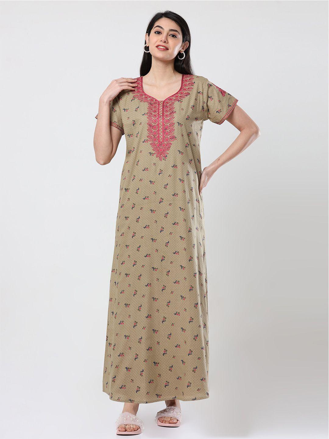 9shines label floral printed pure cotton maxi nightdress
