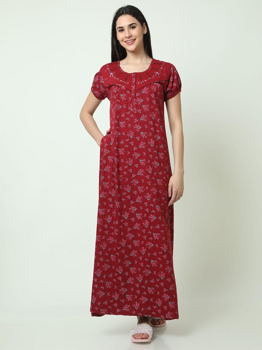 9shines label floral printed pure cotton maxi nightdress