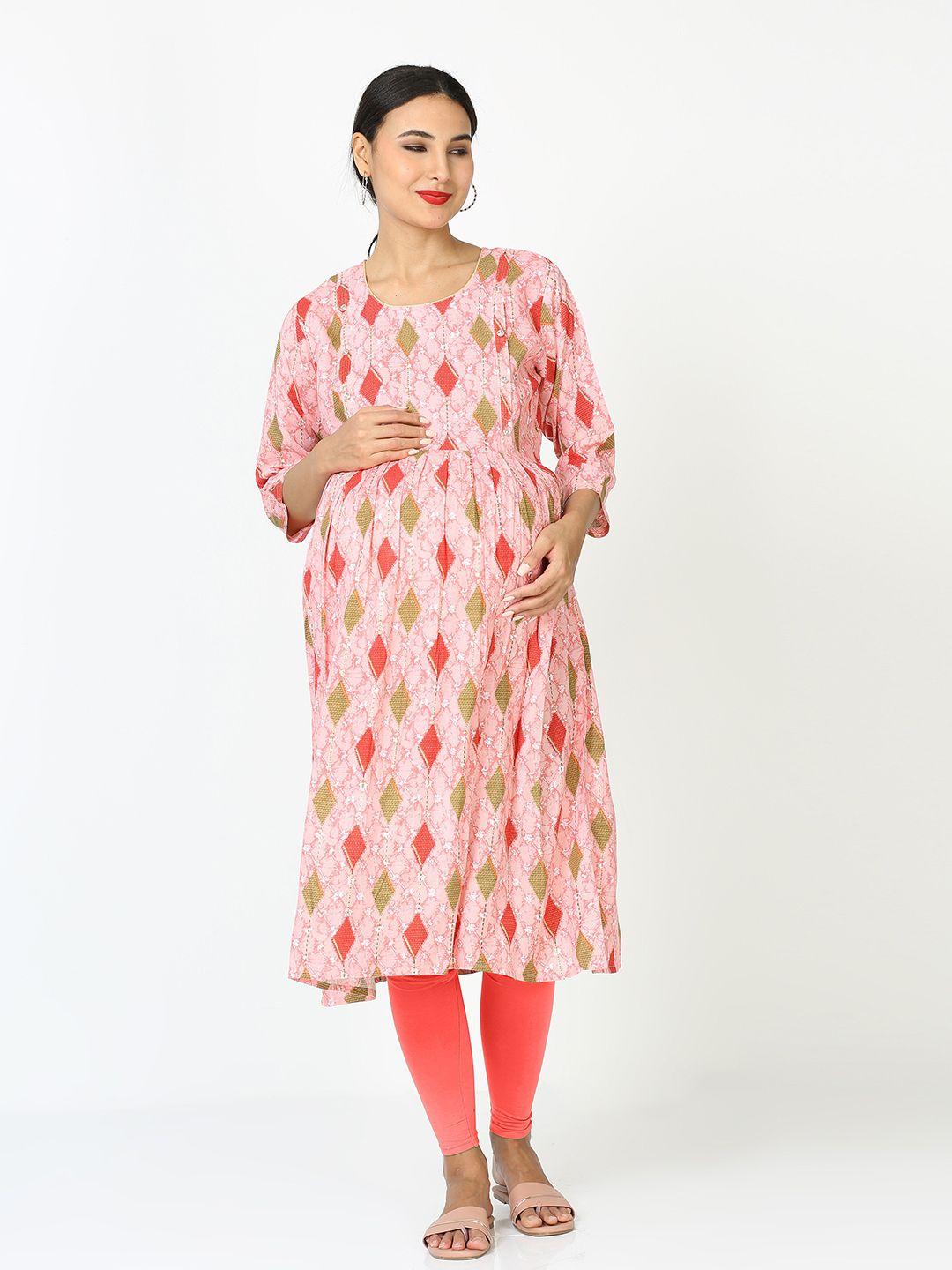 9shines label maternity abstract printed anarkali kurta