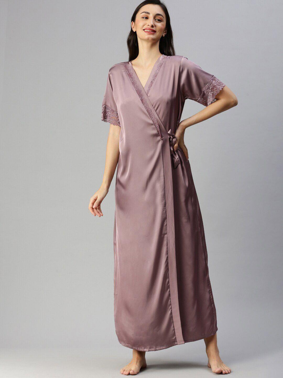 9shines label maxi nightdress with satin long robe