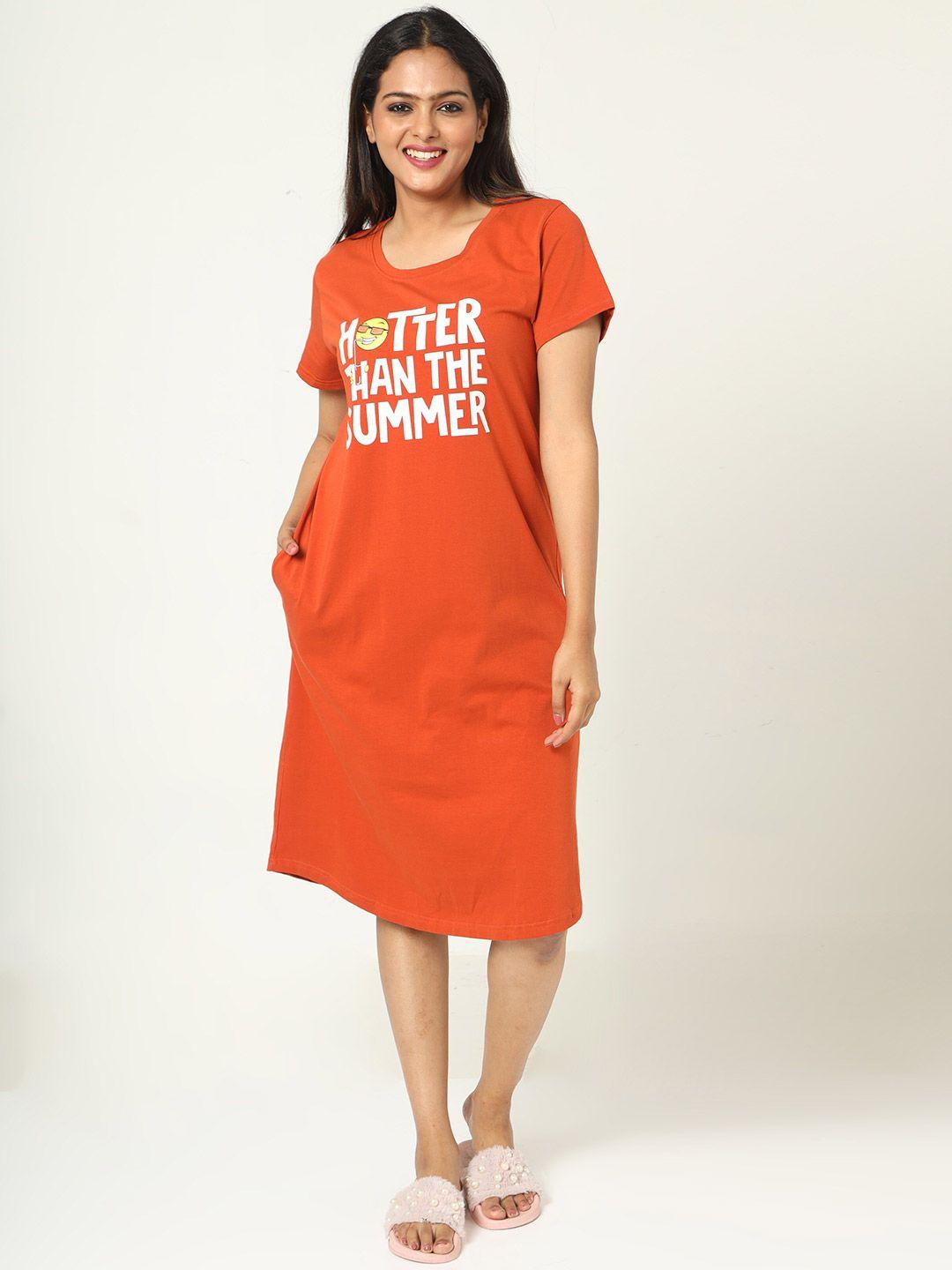 9shines label orange printed nightdress