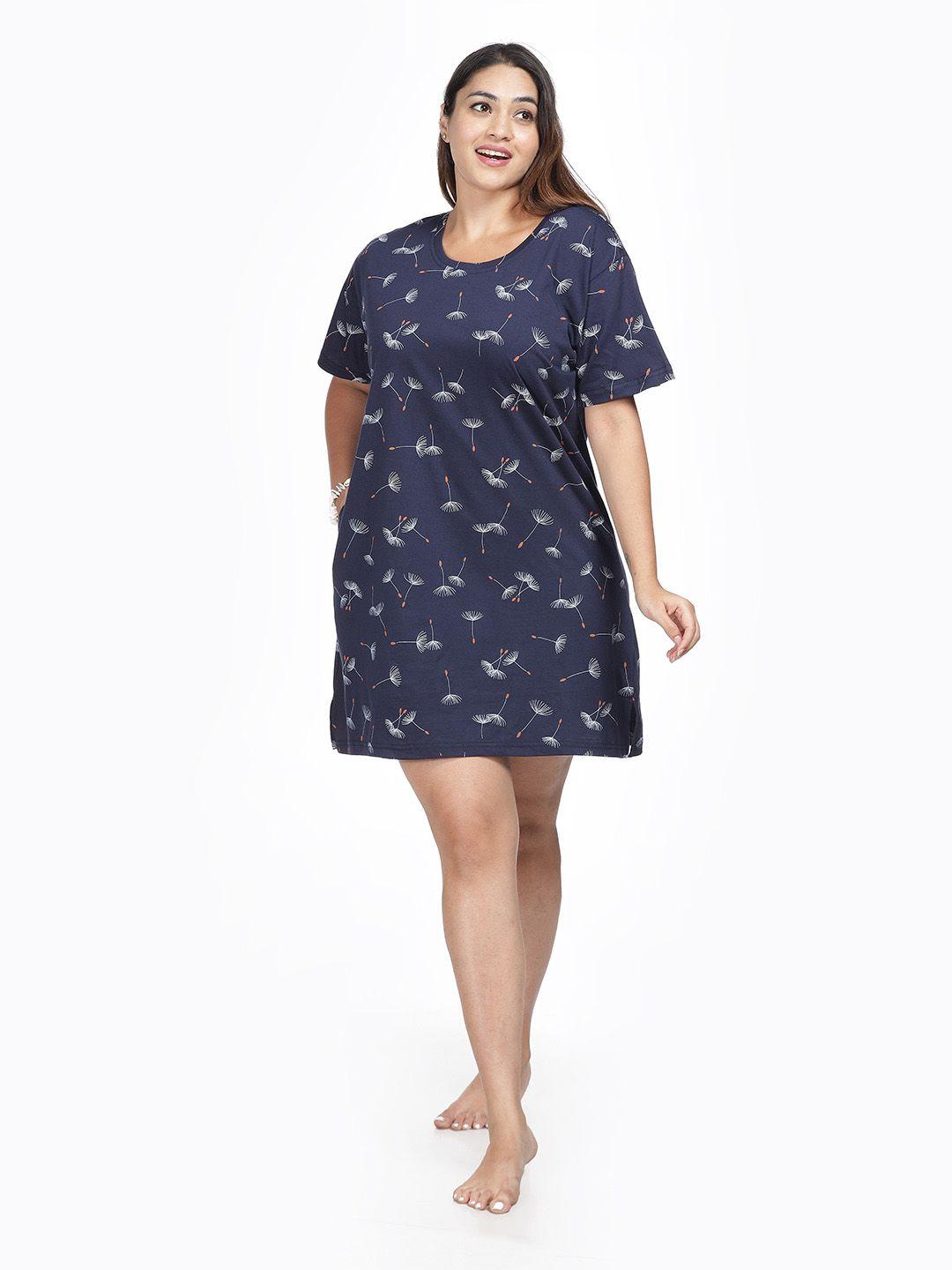 9shines label plus size printed pure cotton nightdress