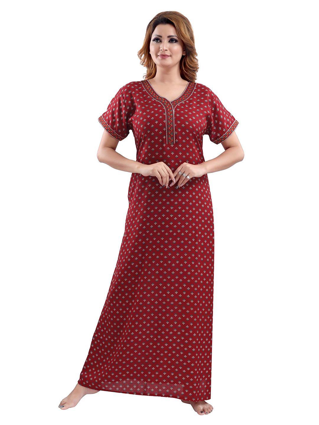 9shines label red printed maxi nightdress