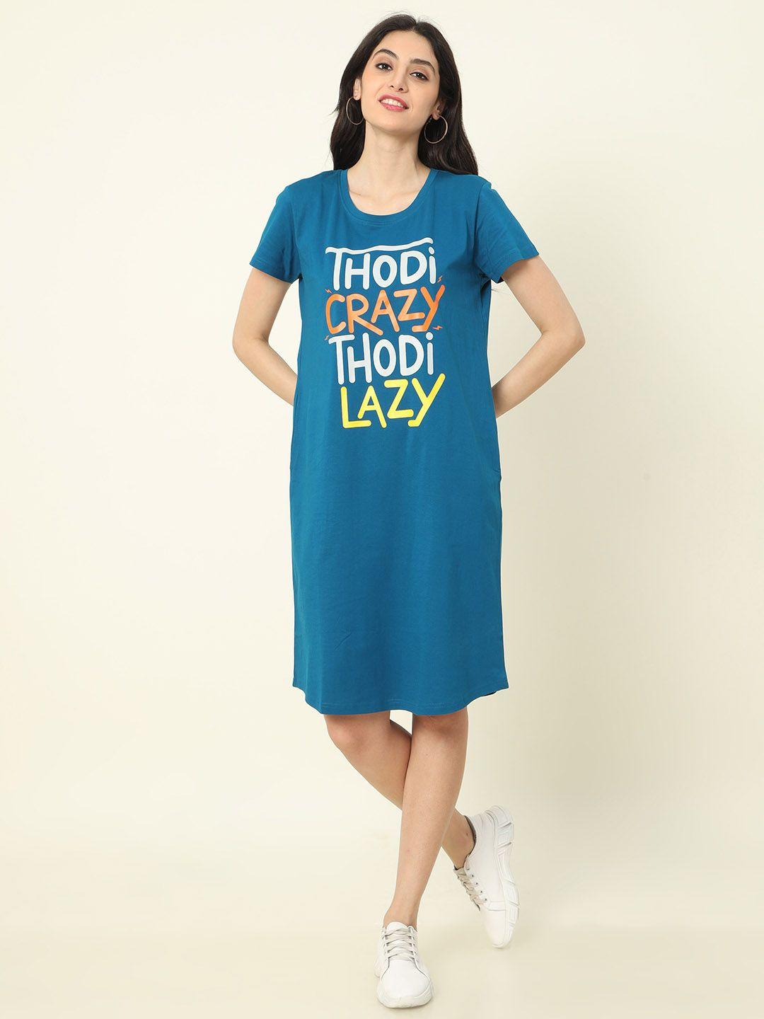 9shines label typography printed cotton t-shirt dress