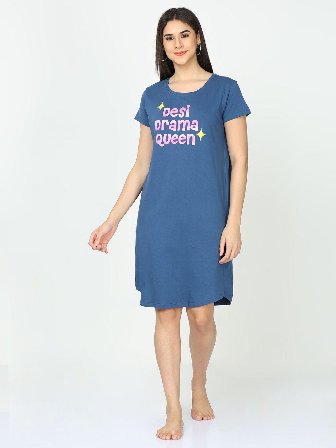 9shines label typography printed pure cotton t-shirt nightdress