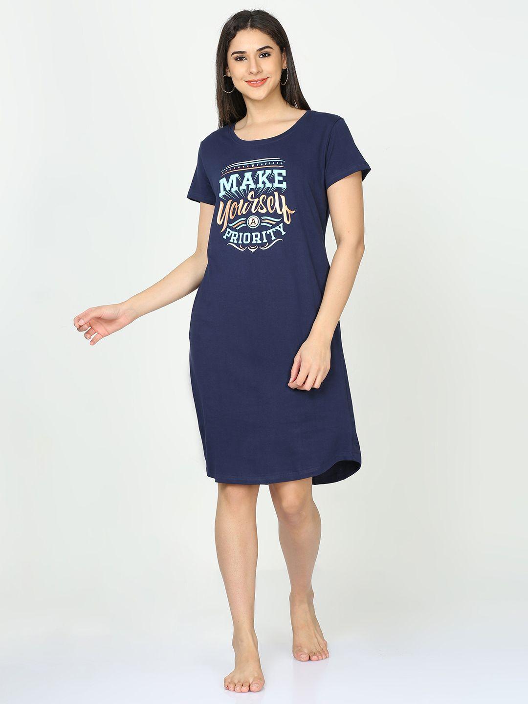 9shines label typography printed pure cotton t-shirt nightdress