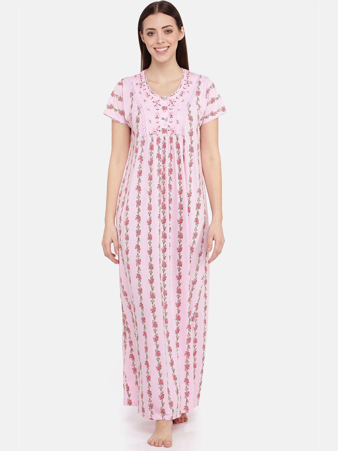 9shines label women pink printed maxi nightdress