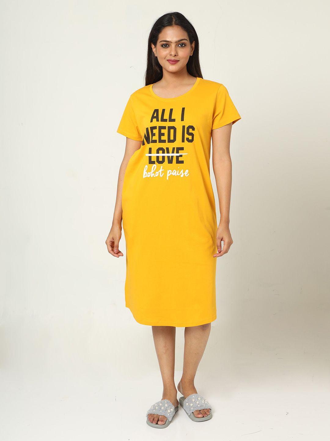 9shines label yellow printed nightdress