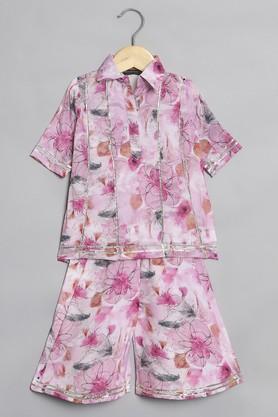 a line style chinnon fabric kurti with palazzo - pink