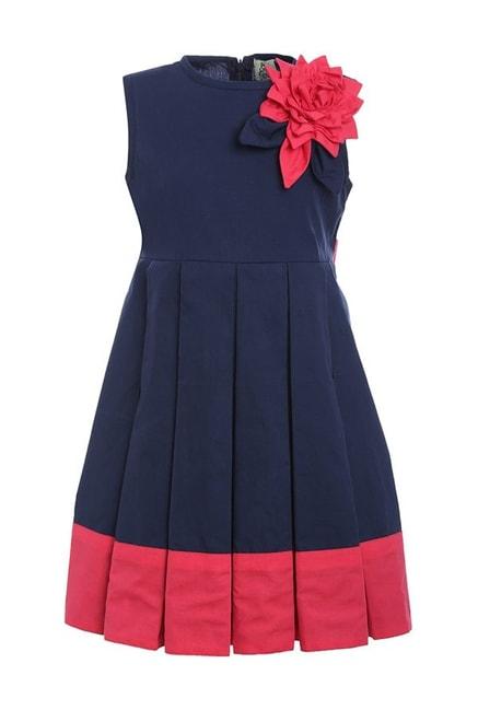 a little fable kids navy & red applique dress