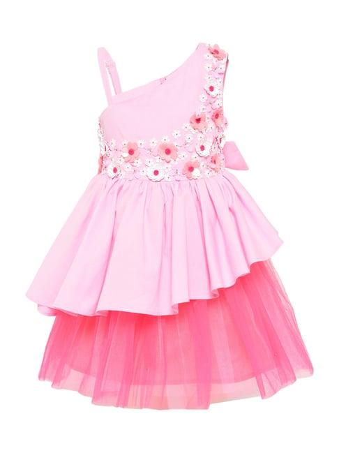 a little fable kids pink cotton applique dress