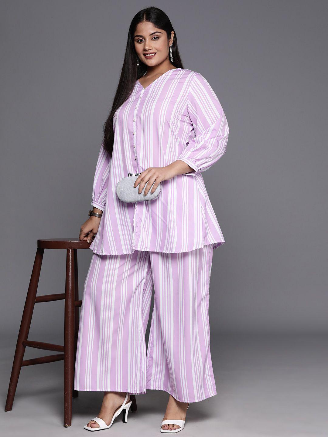 a plus by ahalyaa plus size striped tunic with palazzos