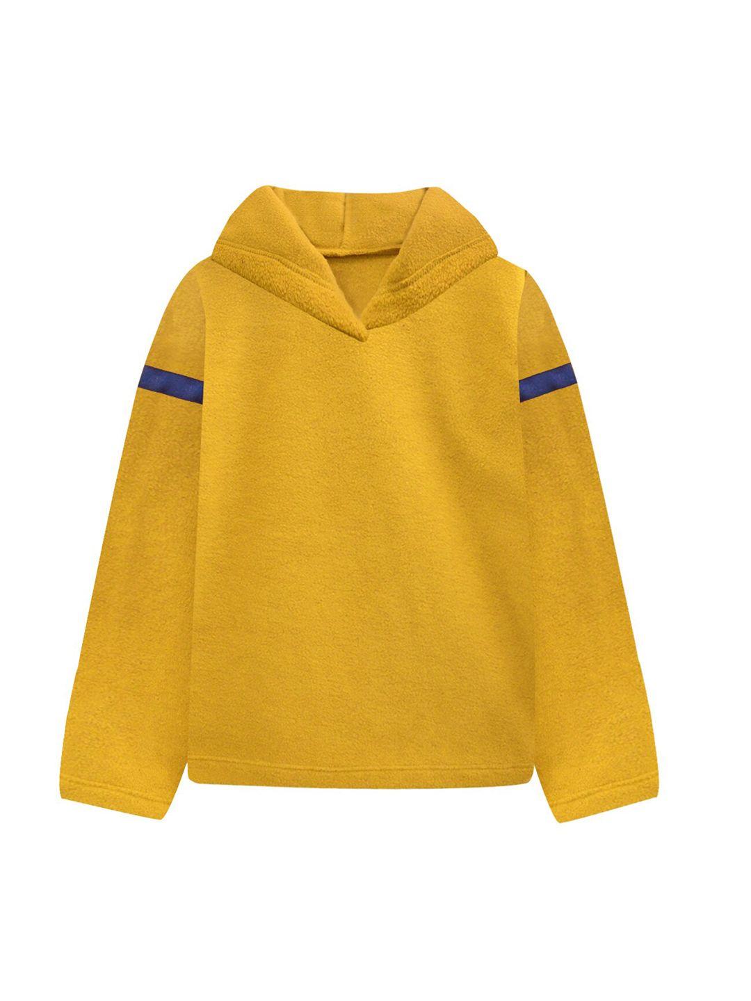 a t u n women mustard fleece hooded sweatshirt