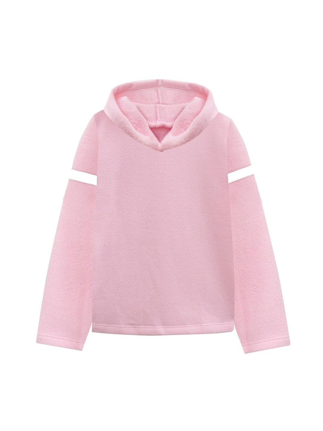 a t u n women pink hooded fleece sweatshirt