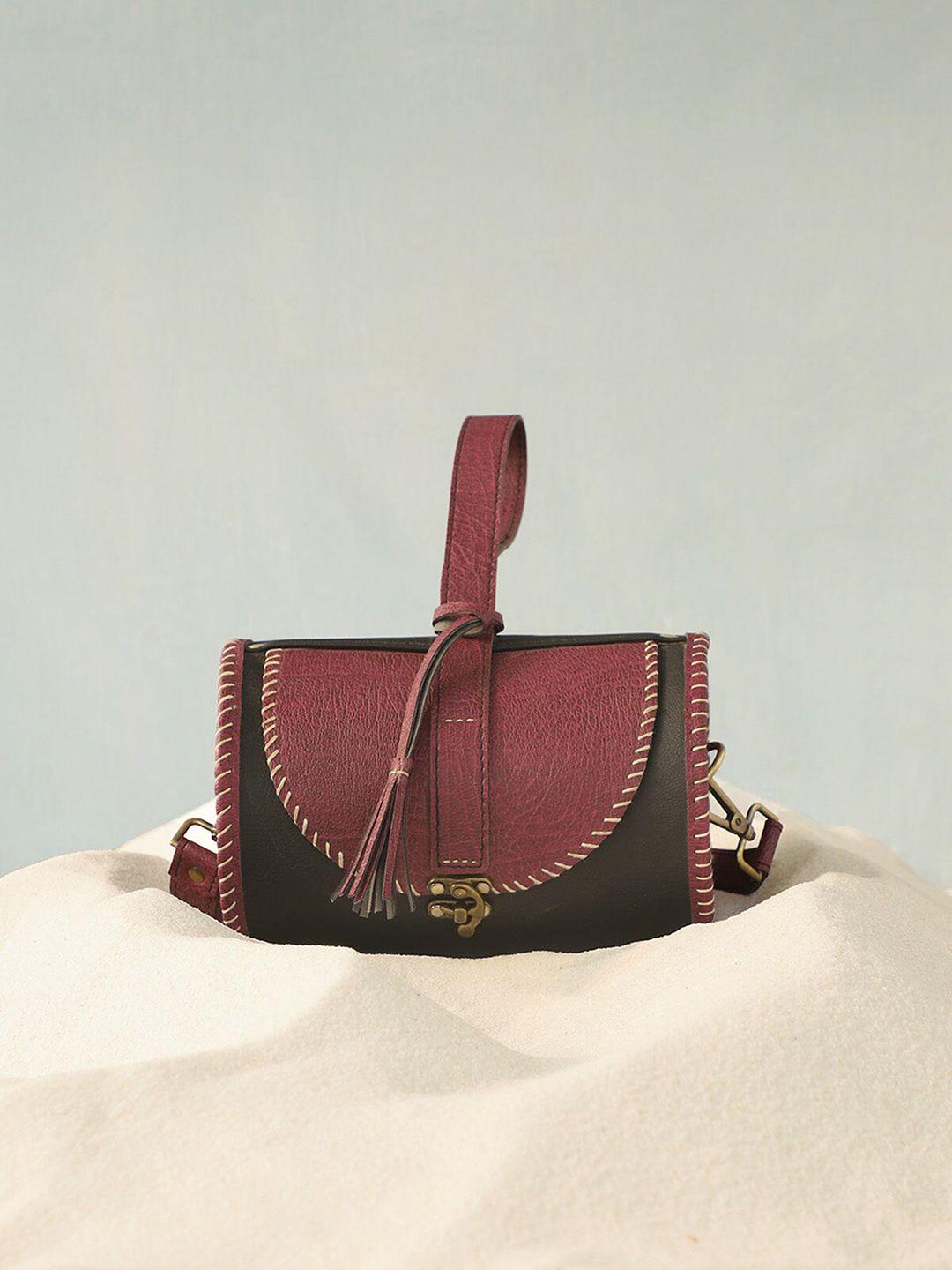 a big indian story leather structured sling bag
