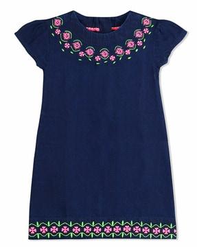 a-line dress with embroidery