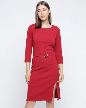 a-line dress with front-slit