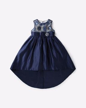 a-line high-low dress with bow