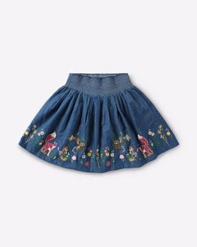 a-line skirt with embroidered & embellished hemline