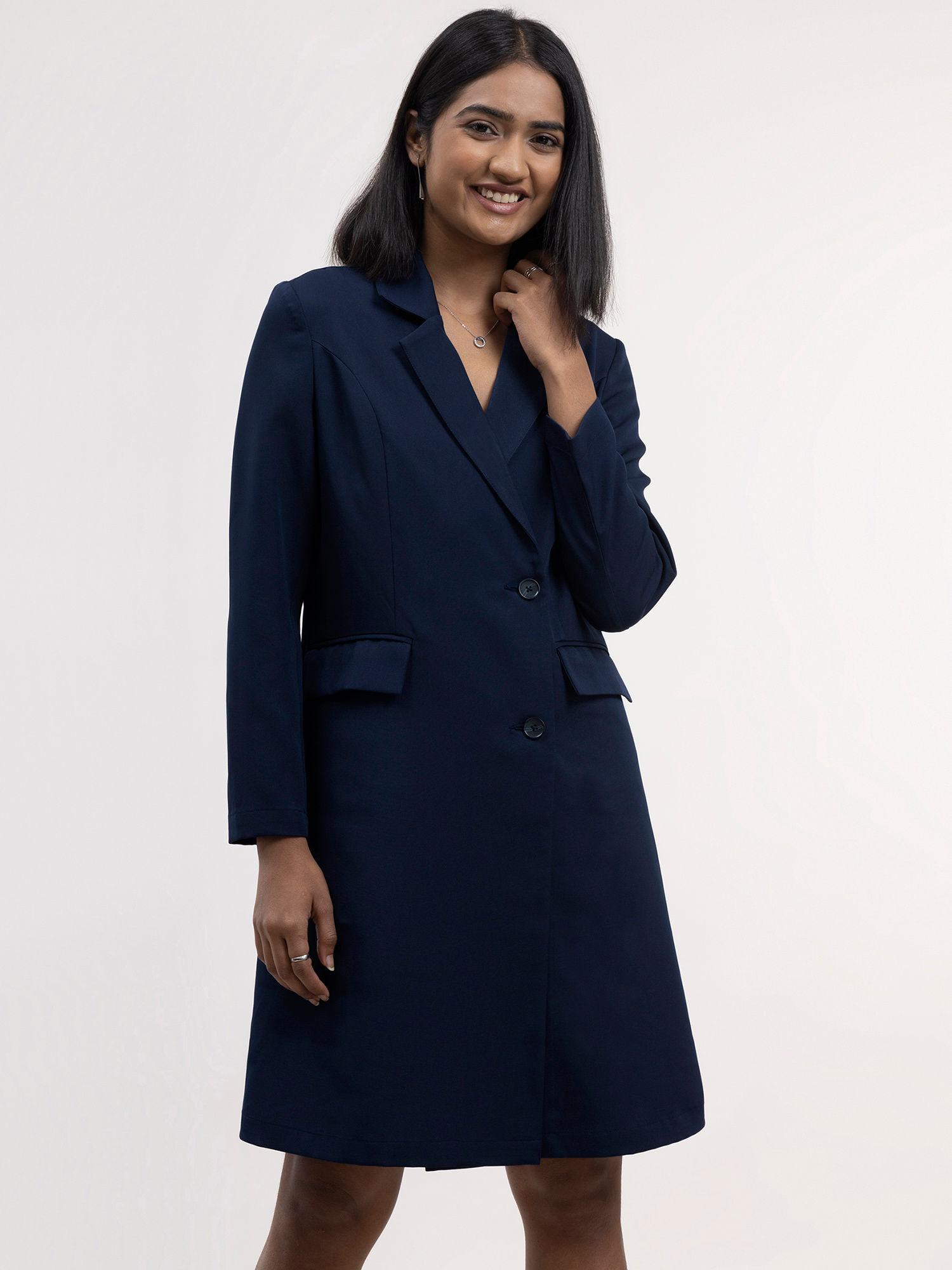 a line blazer dress-navy blue