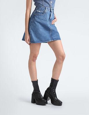 a-line denim mini skirt