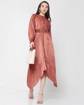 a-line dress with asymmetrical hem