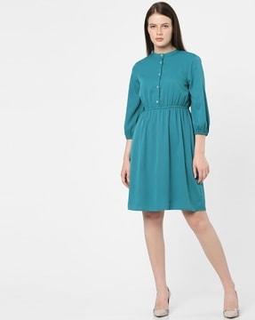 a-line dress with band collar