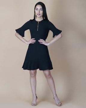 a-line dress with bell sleeves