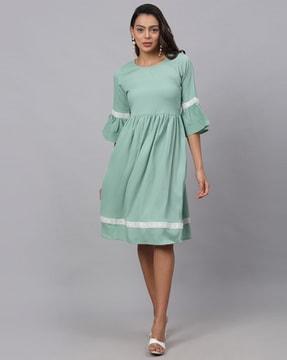 a-line dress with bell sleeves