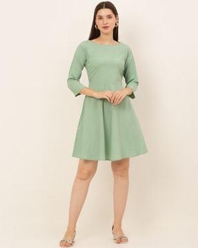 a-line dress with boat neck