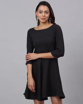 a-line dress with boat-neck