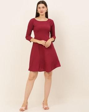 a-line dress with boat neck