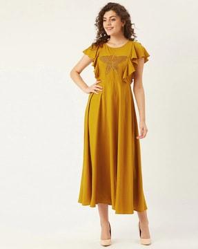 a-line dress with butterfly sleeves