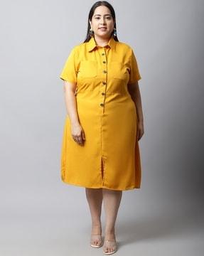 a-line dress with button closure