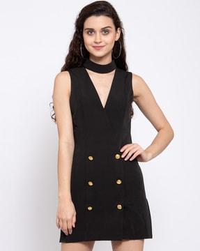 a-line dress with button detail