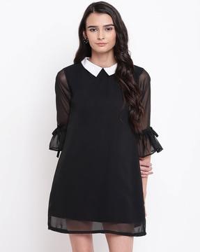 a-line dress with contrast collar