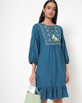 a-line dress with embroidered bodice