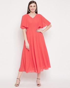 a-line dress with flared sleeves
