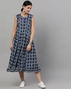 a-line dress with floral overlay