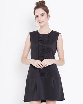 a-line dress with frills accent