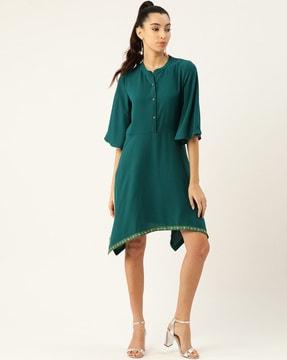 a-line dress with mandarin collar