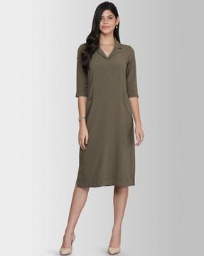 a-line dress with notched lapel