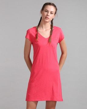 a-line dress with patch pocket