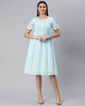 a-line dress with pintucks yoke