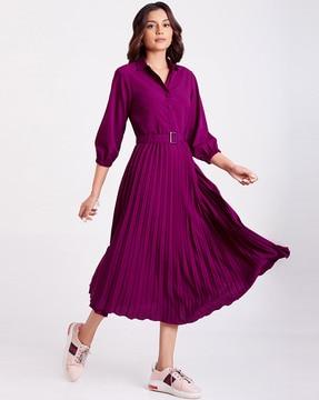 a-line dress with puff sleeves